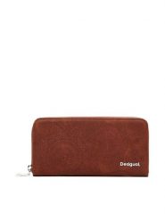 Desigual Portfel 25SAYP03 Brązowy. Brązowe portfele damskie Desigual, bez wzorów, ze skóry. Za 149.99 zł.