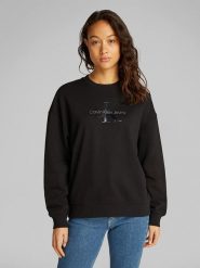 CALVIN KLEIN JEANS Bluza w kolorze czarnym rozmiar: S. Czarne bluzy damskie Calvin Klein Jeans, s, bez wzorów, z bawełny, bez kaptura. Za 240.99 zł.