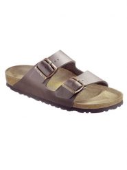 Birkenstock Klapki "Arizona" w kolorze ciemnobrązowym rozmiar: 46. Brązowe klapki damskie Birkenstock, bez wzorów, z otwartym noskiem, bez obcasa, bez zapięcia. Za 333.81 zł.