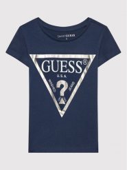 Guess T-Shirt K73I56 K8HM0 Granatowy Regular Fit. Niebieskie koszulki i t-shirty dziewczęce Guess, z aplikacjami, z bawełny, bez kołnierzyka, bez ramiączek. Za 89.99 zł.