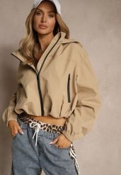 Ciemnobeżowa Kurtka w Stylu Streetwear z Kapturem Oversize Nativiona. Brązowe kurtki damskie Renee, l, bez wzorów, z jeansu, z kapturem. Za 159.99 zł.