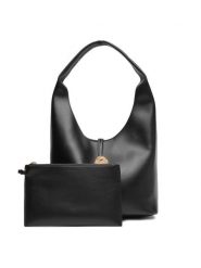 Calvin Klein Jeans Torebka Stone Lock Slouchy Small Shoulde LV04K3176G Czarny. Czarne torebki klasyczne damskie Calvin Klein Jeans, z jeansu, bez dodatków. Za 369.99 zł.