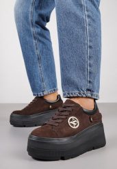 Brązowe Sneakersy Vices na Grubej Podeszwie z Metaliczną Ozdobą Tatorelis. Brązowe obuwie sportowe casual damskie Born2be, z jeansu, bez zapięcia. Za 129.99 zł.