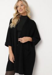 Czarny Niezapinany Kardigan z Kieszeniami i Ozdobnymi Guzikami Sinellia. Czarne kardigany damskie Born2be, bez wzorów, z jeansu. Za 129.99 zł.