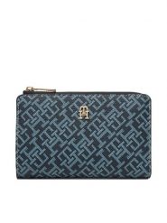 Tommy Hilfiger Portfel Th Icon Bifold Wallet Monoplay AW0AW18594 Granatowy. Niebieskie portfele damskie Tommy Hilfiger, bez wzorów, ze skóry. Za 329.99 zł.