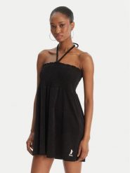 Juicy Couture Sukienka letnia Smocked Terry JCGED126007 Czarny Regular Fit. Czarne sukienki damskie Juicy Couture, bez wzorów, z bawełny, bez ramiączek. Za 299.99 zł.