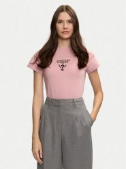 Guess T-Shirt Colette V4YI21 KCDH1 Różowy Regular Fit. Czerwone t-shirty damskie Guess, xxs, z aplikacjami, z bawełny, bez kołnierzyka. Za 89.99 zł.