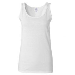 Miękka Koszulka Damska Bez Rękawów Bawełna. Białe koszulki damskie GILDAN, xl, bez wzorów, z bawełny, bez ramiączek. Za 46.99 zł.