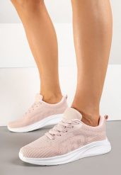 Różowe Buty Sportowe Sneakersy z Tłoczonym Wzorem Amosira. Czerwone obuwie sportowe casual damskie Renee, z jeansu, trekkingowe. Za 74.99 zł.