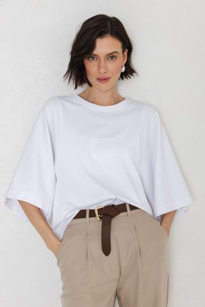 T-SHIRT LUNA BIAŁY L - Flawless. Białe t-shirty damskie Flawless, l, bez wzorów, z bawełny, bez kołnierzyka. Za 259.00 zł.