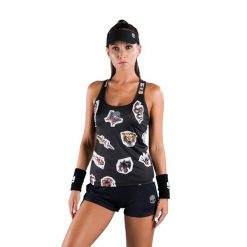 Koszulka tenisowa damska HYDROGEN Tattoo Tech. Czarne koszulki damskie HYDROGEN, l, bez wzorów, bez kołnierzyka, bez ramiączek. Za 219.99 zł.