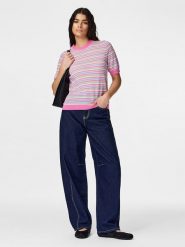 Pieces Sweter w kolorze jasnoróżowym ze wzorem rozmiar: M. Różowe swetry klasyczne damskie Pieces, m, z bawełny, bez kołnierzyka. Za 99.95 zł.