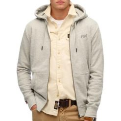 Bluza z kapturem i zamkiem błyskawicznym Superdry Logo Essential. Szare bluzy damskie Superdry, xl, bez wzorów, z kapturem. Za 360.20 zł.