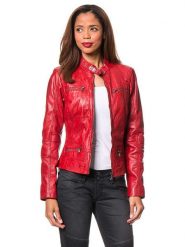 7eleven Skórzana kurtka "Katta" w kolorze czerwonym rozmiar: 44. Czerwone kurtki damskie 7eleven, bez wzorów, z materiału, bez kaptura. Za 403.15 zł.