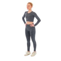 Damski zestaw sportowy Xtreme - legginsy sportowe + sportowy Croptop - Antracyt. Szare legginsy damskie XTREME SOCKSWEAR, l, bez wzorów, z materiału. Za 199.42 zł.