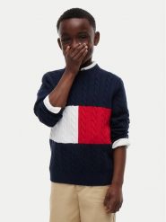 Tommy Hilfiger Sweter KB0KB09753 Granatowy Regular Fit. Niebieskie swetry chłopięce Tommy Hilfiger, z bawełny, bez kołnierzyka. Za 329.99 zł.