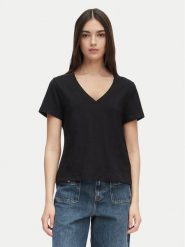 Tommy Hilfiger T-Shirt WW0WW48704 Czarny Regular Fit. Czarne t-shirty damskie Tommy Hilfiger, s, bez wzorów, z bawełny, bez kołnierzyka. Za 249.99 zł.