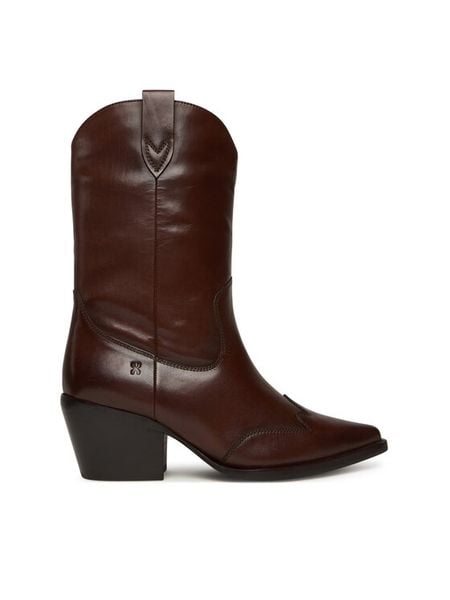 Bronx Kowbojki Jukeson 47650-A Brązowy. Brązowe botki damskie Bronx, ze skóry, bez obcasa, na słupku, bez zapięcia. Za 739.99 zł.