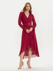 Rinascimento Sukienka koktajlowa CFC0121218003 Bordowy Regular Fit. Czerwone sukienki damskie Rinascimento, bez wzorów, z syntetyku, wizytowe, bez ramiączek. Za 309.99 zł.