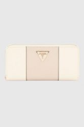 GUESS Beżowy duży portfel damski Laurel. Brązowe portfele damskie Guess, z aplikacjami, ze skóry ekologicznej. W wyprzedaży za 255.99 zł.