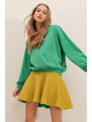 Trend Alacati Bluza w kolorze zielonym rozmiar: L. Zielone bluzy damskie Trend Alacati, l, bez wzorów, z bawełny, bez kaptura. Za 74.81 zł.