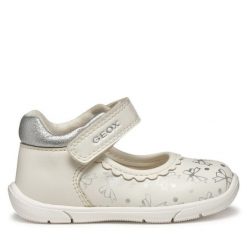 Baleriny Geox. Białe baleriny dziewczęce Geox, bez wzorów, bez obcasa, bez zapięcia. Za 139.99 zł.