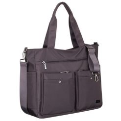 Pojemna torba damska w szarym kolorze z przegrodą na laptopa wykonana z poliestru - Peterson. Szare torby na laptopa Peterson, bez wzorów. Za 89.99 zł.