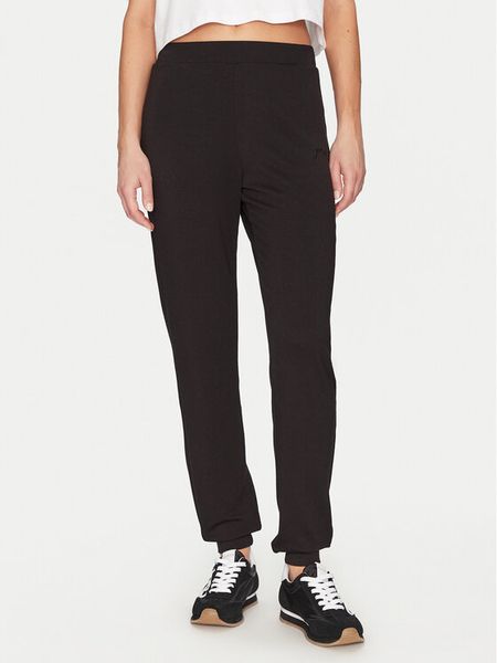 Guess Spodnie materiałowe O5GB05 KCQP2 Czarny Regular Fit. Czarne spodnie materiałowe damskie Guess, z aplikacjami, z materiału. Za 109.99 zł.