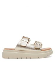 Clara Barson Klapki H3T9409-6 Złoty. Żółte klapki damskie Clara Barson, bez wzorów, z materiału, bez obcasa, bez zapięcia. Za 119.99 zł.