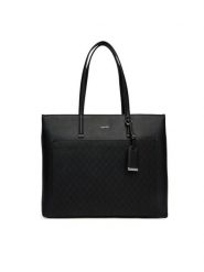 Calvin Klein Torebka Ck Must Aop Medium Shopper W/Poc LV04F3225G Czarny. Czarne shopper bag Calvin Klein, bez wzorów, ze skóry, bez dodatków. Za 449.99 zł.