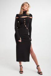 Sukienka midi VERSACE JEANS COUTURE. Sukienki damskie Versace Jeans Couture, bez wzorów, z jeansu, bez ramiączek. W wyprzedaży za 1,259.30 zł.