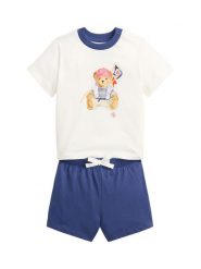 Polo Ralph Lauren Komplet t-shirt i spodenki 320B14037001 Niebieski Regular Fit. Niebieskie t-shirty i koszulki chłopięce Polo Ralph Lauren, bez wzorów, z bawełny, bez kołnierzyka, bez ramiączek. Za 579.99 zł.