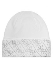 Guess Czapka W5BZ20 Z2NQ2 Biały. Białe czapki damskie Guess, na zimę, z aplikacjami, z materiału. Za 219.99 zł.