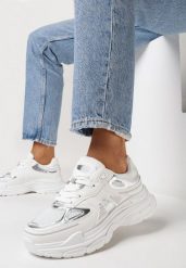 Białe Sneakersy z Siateczką i Ozdobnymi Wstawkami Nilveri. Białe obuwie sportowe damskie Born2be, bez zapięcia. Za 109.99 zł.