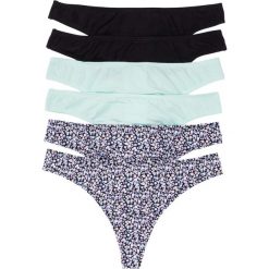 Stringi (6 par) bonprix czarno-miętowy z nadrukiem. Czarne stringi bonprix, z nadrukiem, z bawełny. Za 53.94 zł.