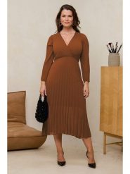 Curvy Lady Sukienka w kolorze jasnobrązowym rozmiar: 48/50. Brązowe sukienki damskie Curvy Lady, bez wzorów, klasyczne, bez ramiączek. Za 158.10 zł.