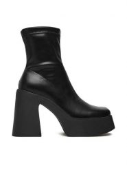 DeeZee Botki 2202352-2 Czarny. Czarne botki damskie DeeZee, z materiału, bez obcasa, na słupku, bez zapięcia. Za 229.99 zł.