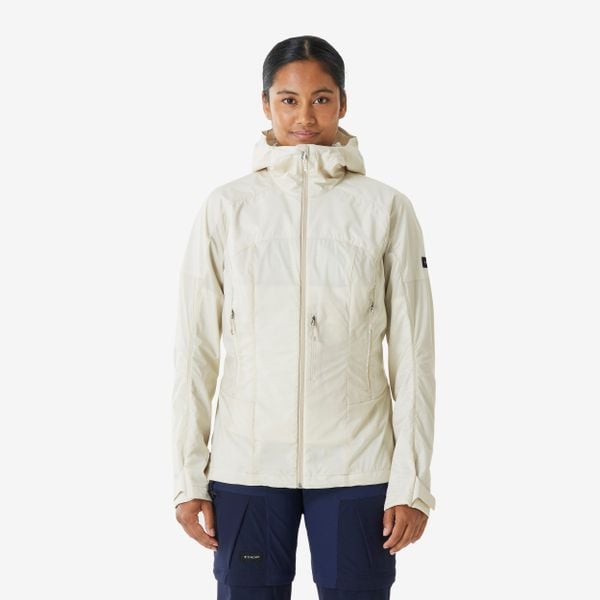 Kurtka softshell turystyczna damska Quechua MT900. Brązowe kurtki damskie SIMOND, l, bez wzorów, z materiału, bez kaptura. Za 349.99 zł.