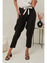 Le Monde du Lin Lniane spodnie w kolorze czarnym rozmiar: 36/38. Czarne spodnie materiałowe damskie Le Monde du Lin, bez wzorów, ze lnu. Za 140.53 zł.