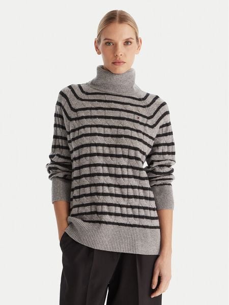 Tommy Hilfiger Golf WW0WW46791 Szary Regular Fit. Szare golfy damskie Tommy Hilfiger, xxs, bez wzorów, z wełny, bez ramiączek. Za 649.99 zł.