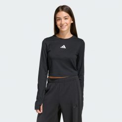 Koszulka Techfit Longsleeve. Białe koszulki damskie Adidas, bez wzorów, bez kołnierzyka, bez ramiączek. Za 129.00 zł.