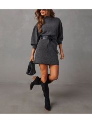 Milan Kiss Sukienka dzianinowa w kolorze antracytowym rozmiar: S. Czarne sukienki damskie Milan Kiss, bez wzorów, z dzianiny, bez ramiączek. Za 165.99 zł.