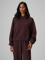 4F Bluza dresowa regular z kapturem damska - brązowa S. Brązowe bluzy damskie 4F, s, bez wzorów, z dresówki. Za 169.99 zł.