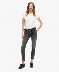 Superdry Jeansy Mid Rise Slim z bawełny organicznej. Czarne jeansy damskie Superdry. Za 294.35 zł.