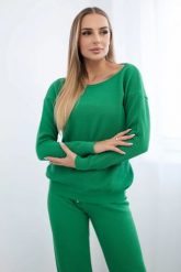 Komplet sweterkowy Bluza + Spodnie zielony. Zielone bluzy damskie KESI, l, bez wzorów, z poliesteru, bez kaptura. Za 297.97 zł.