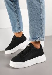Czarne Sneakersy Vices na Grubej Podeszwie z Perforacją i Napisem Nonadwin. Czarne obuwie sportowe damskie Born2be, z jeansu, bez zapięcia, trekkingowe. Za 109.99 zł.