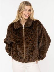 Zwillingsherz Kurtka pluszowa "Leo" w kolorze czarno-brązowym rozmiar: L/XL. Brązowe kurtki damskie Zwillingsherz, l, bez wzorów, bez kaptura. Za 279.78 zł.