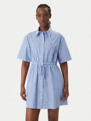 Tommy Jeans Sukienka koszulowa DW0DW20617 Niebieski Regular Fit. Niebieskie sukienki damskie Tommy Jeans, bez wzorów, z bawełny, bez ramiączek. Za 449.99 zł.