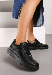 Czarne Sneakersy z Perforacją na Nosku Elletia. Czarne obuwie sportowe damskie Born2be, z bawełny, bez zapięcia. Za 79.99 zł.