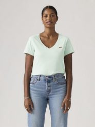 Levi's Koszulka w kolorze turkusowym rozmiar: M. Niebieskie bluzki damskie Levi's, m, bez wzorów, z bawełny, bez kołnierzyka, bez ramiączek. Za 47.95 zł.